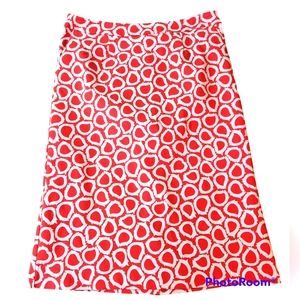 Boden Pencil Skirt Red and White Pattern 10 Women's